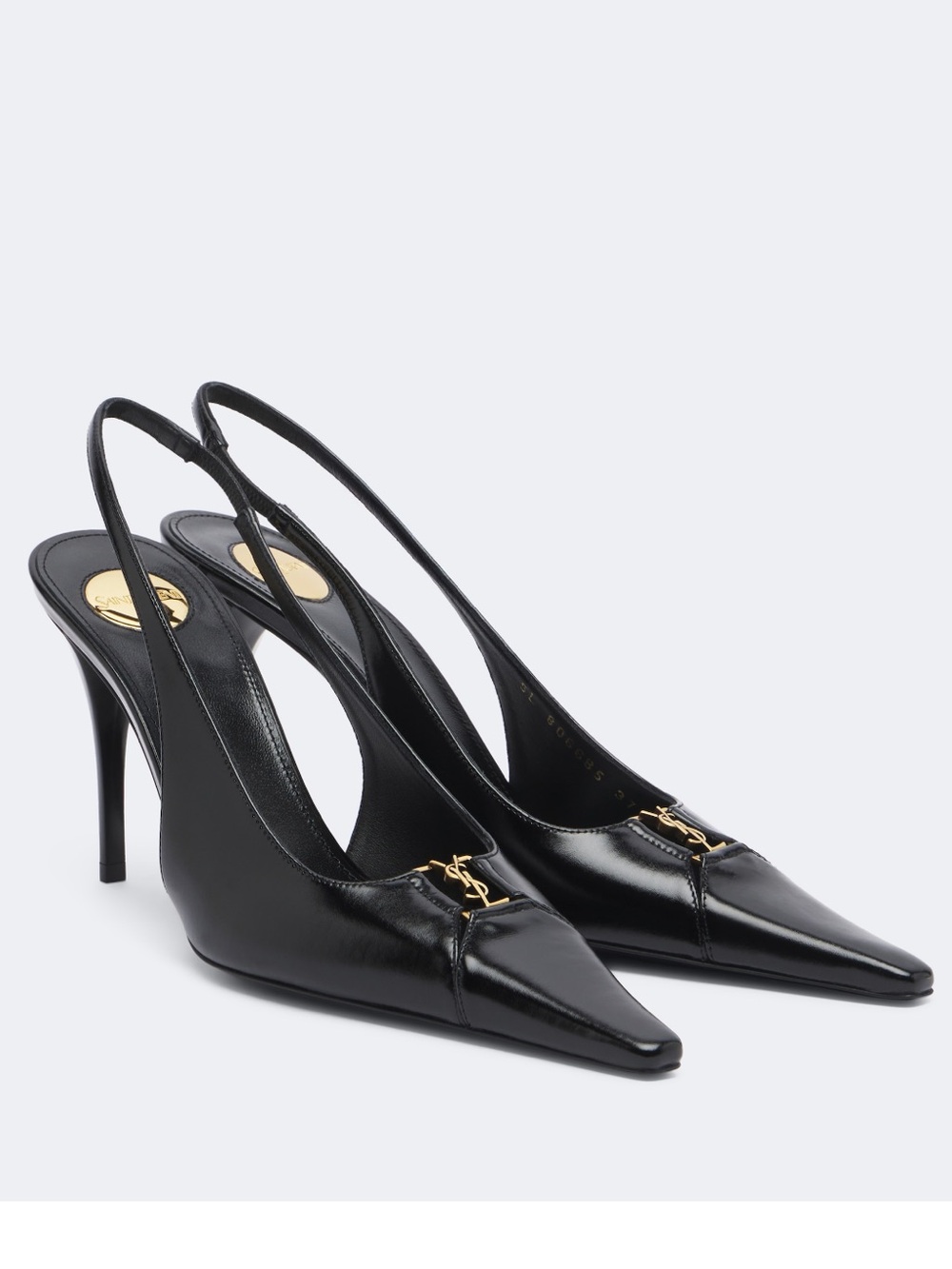 SAINT LAURENT Babylone 90 YSL logo cutout leather slingback pumps heels